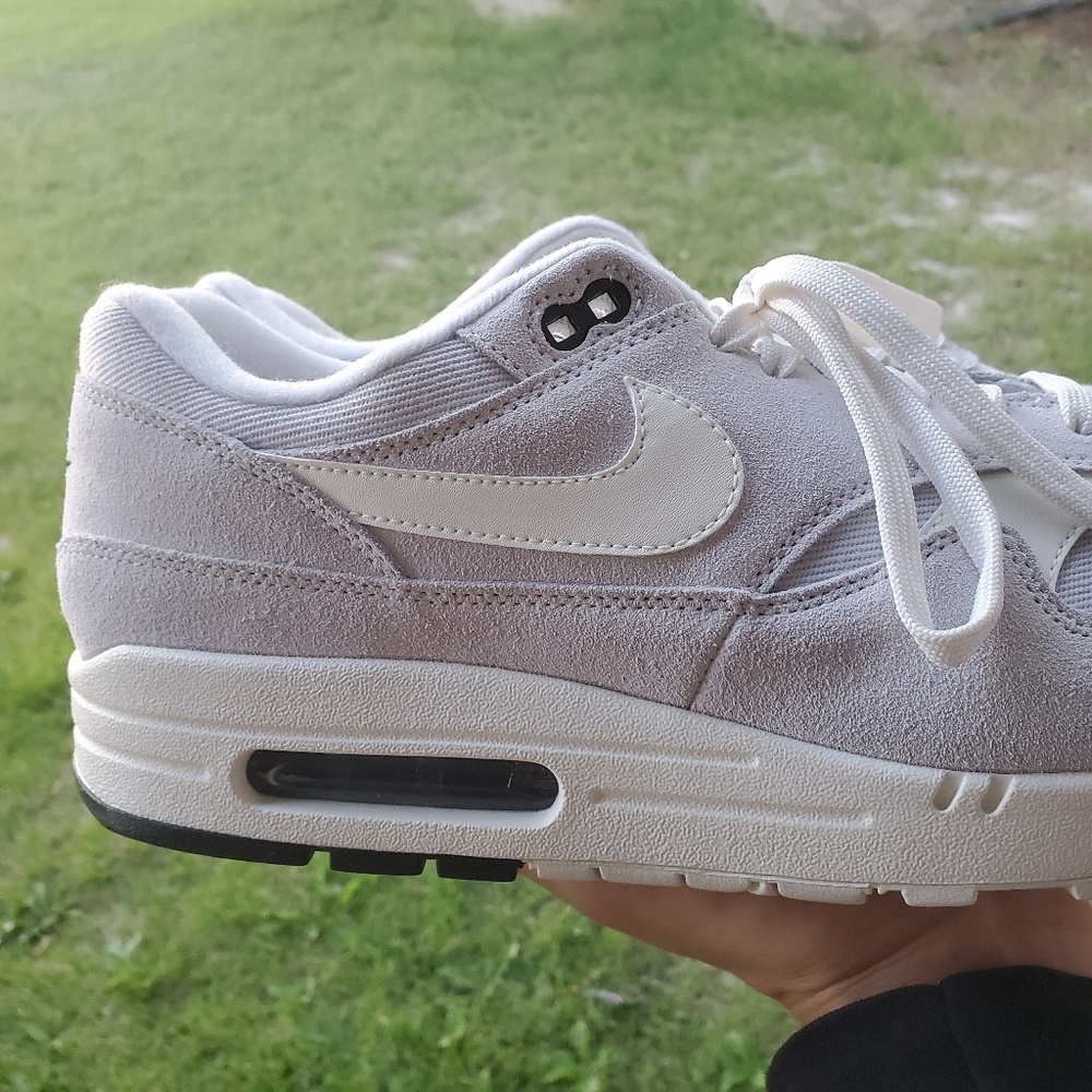 Air Max 1 Premium Pure Platinum Mini Swoosh sz12.5 - Picture 3 of 8